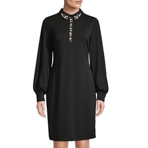 Karl Lagerfeld Black Embellished Long Sleeve Dress Size 6 Workwear Dressy